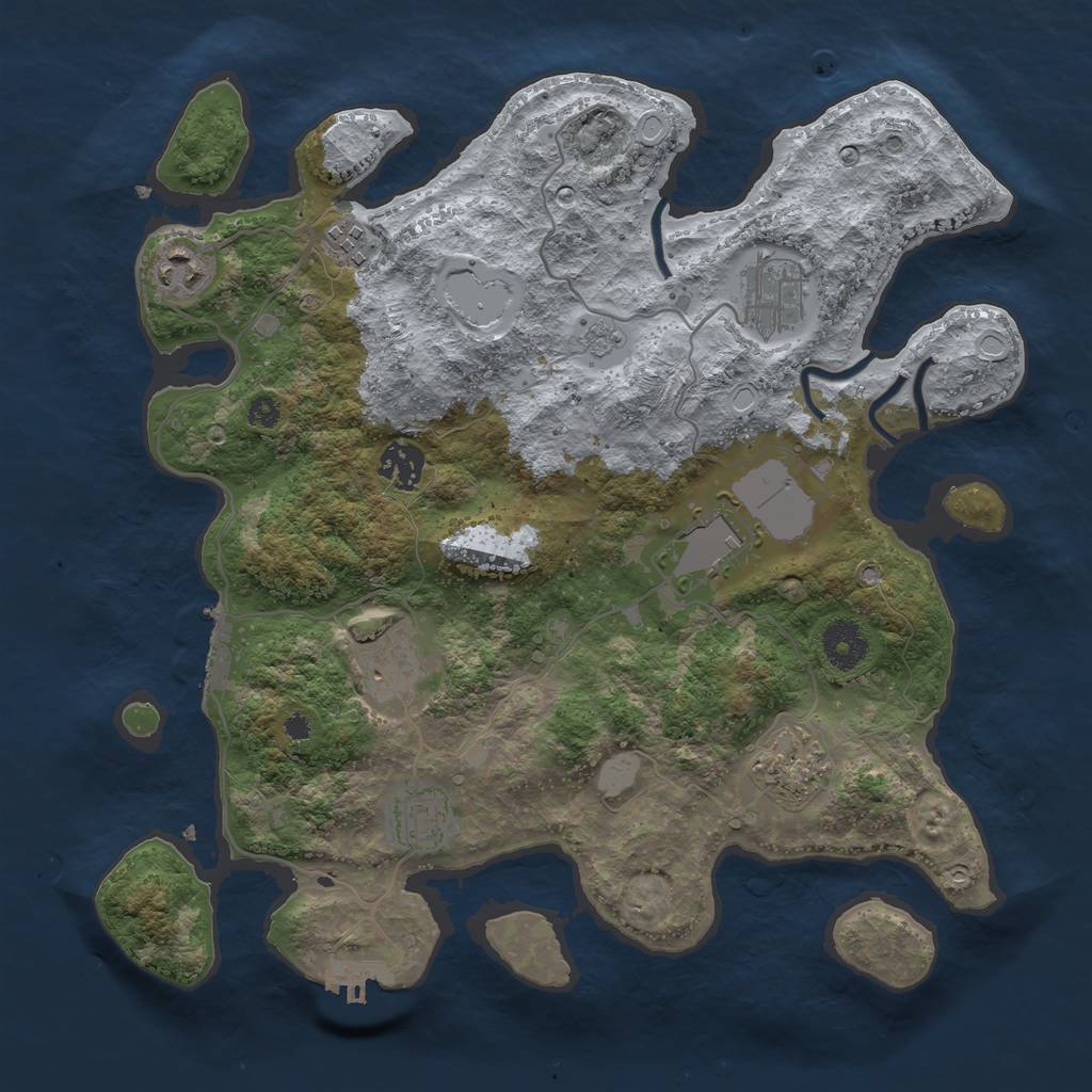 Rust Map: Procedural Map, Size: 3500, Seed: 66088144, 14 Monuments