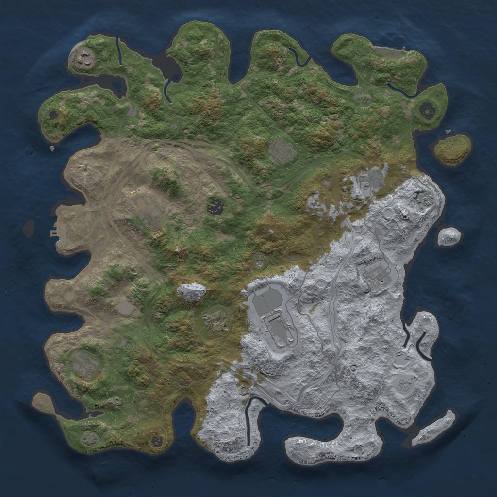 Rust Map: Procedural Map, Size: 4500, Seed: 3778, 18 Monuments
