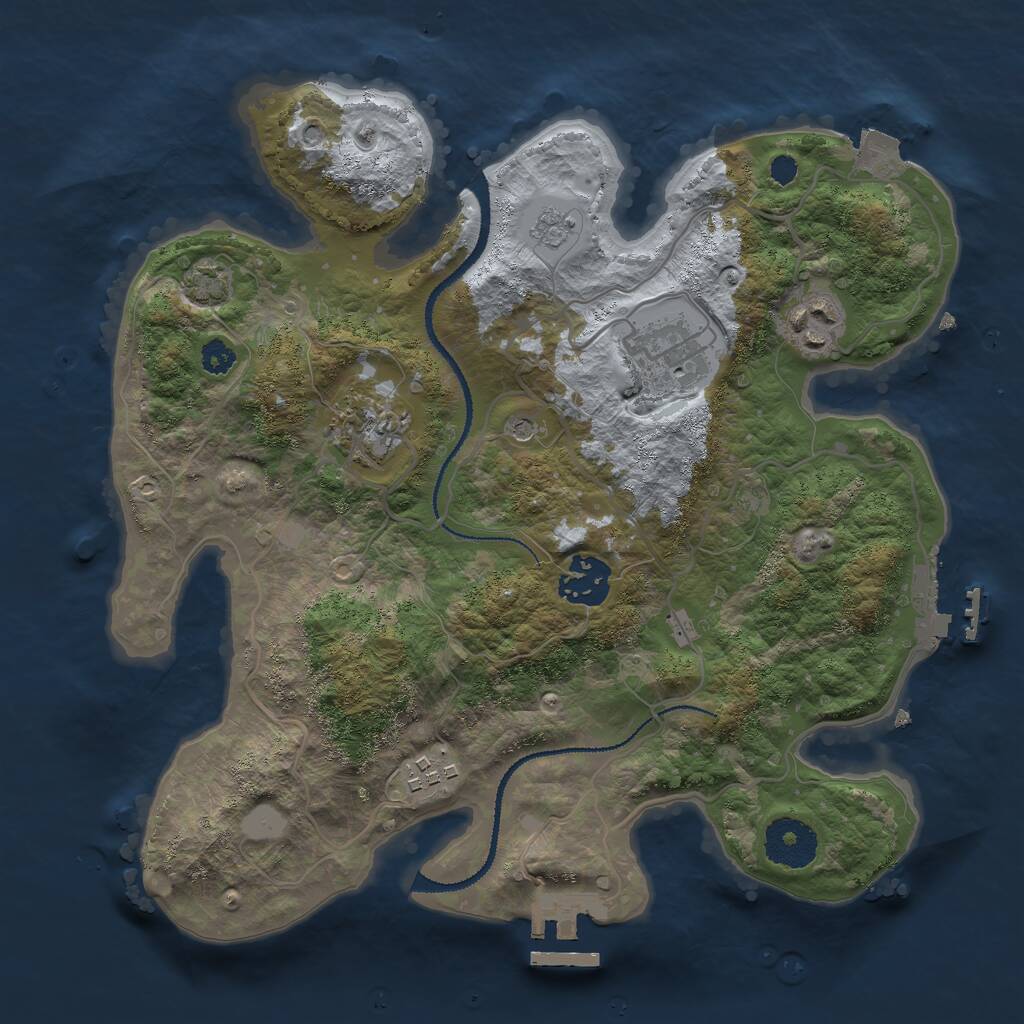 Rust Map: Procedural Map, Size: 3000, Seed: 1107779255, 11 Monuments
