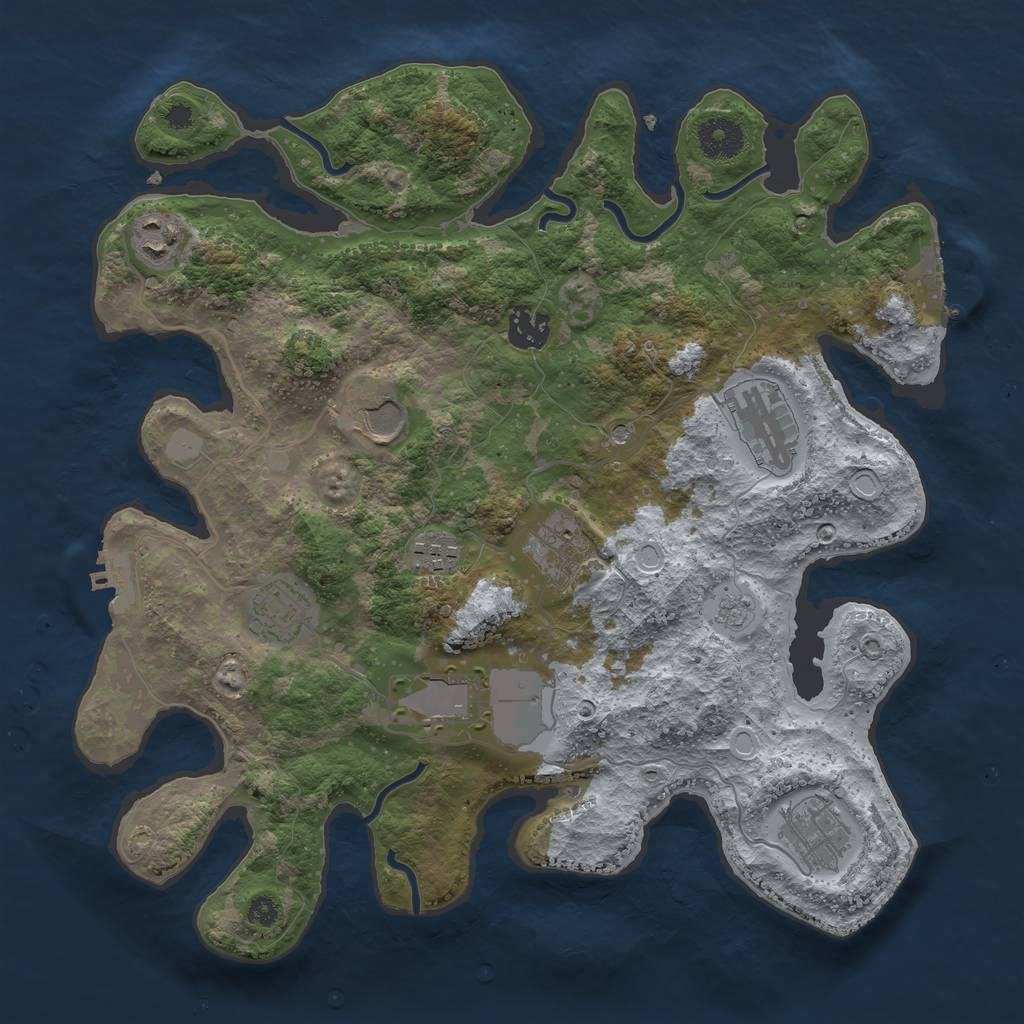 Rust Map: Procedural Map, Size: 3500, Seed: 50480116, 16 Monuments