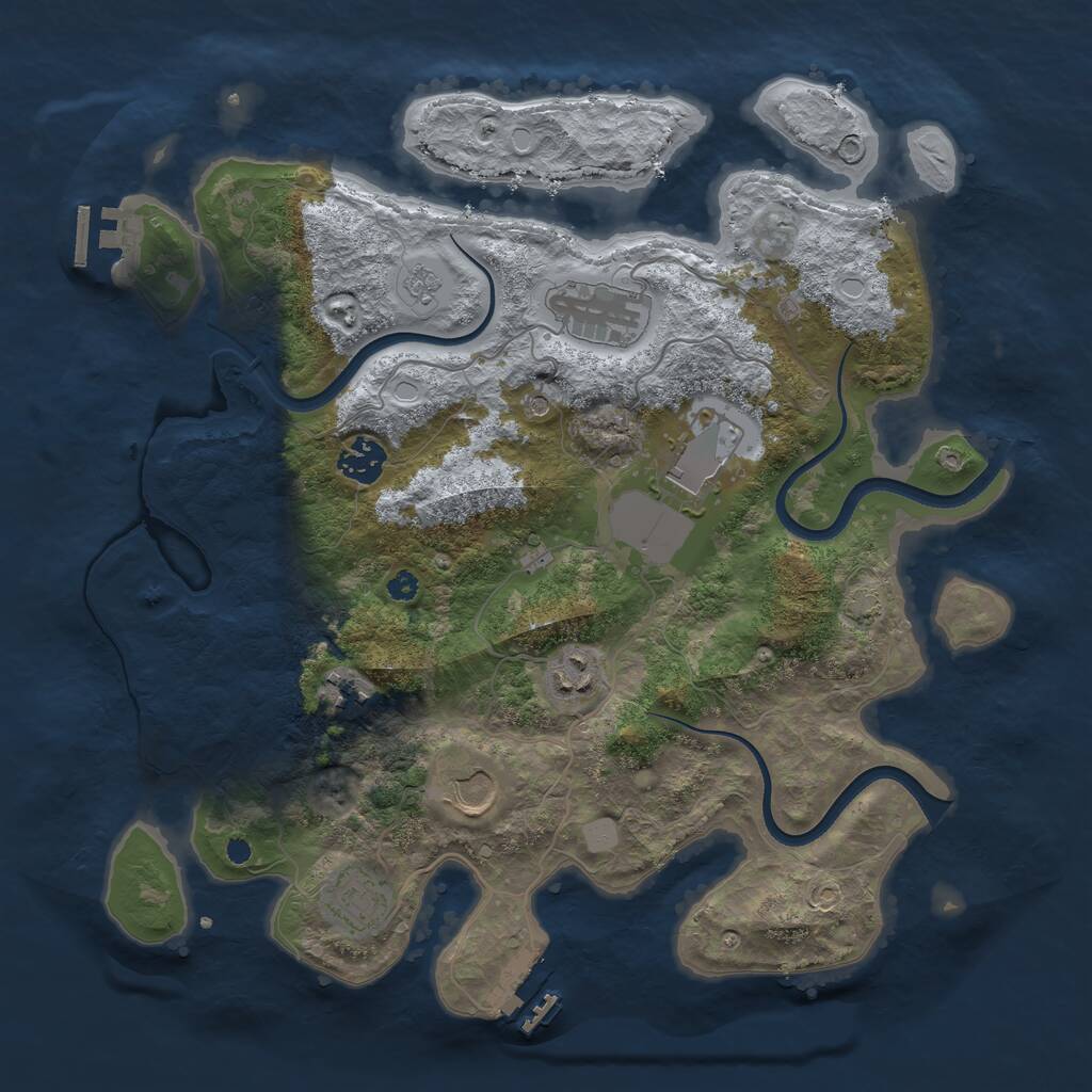 Rust Map: Procedural Map, Size: 3600, Seed: 8532, 13 Monuments