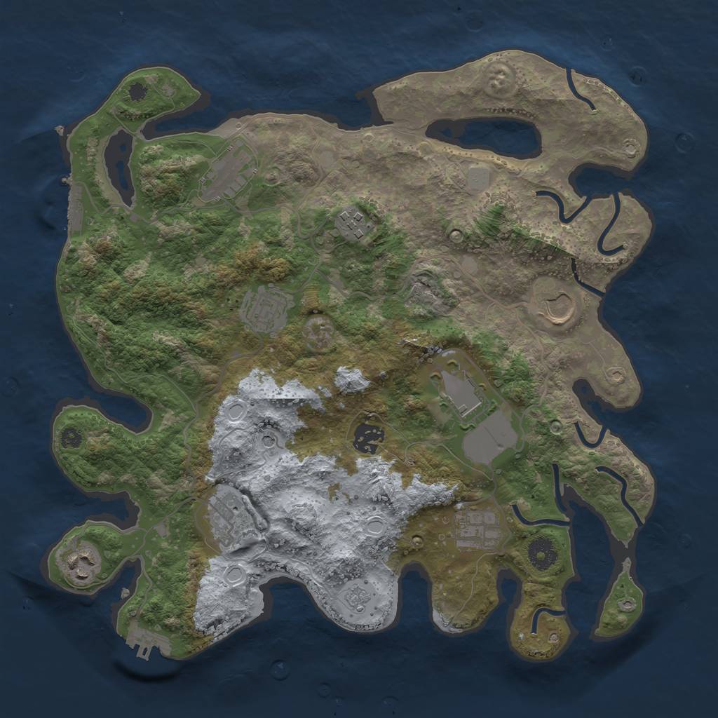 Rust Map: Procedural Map, Size: 3500, Seed: 461666209, 16 Monuments