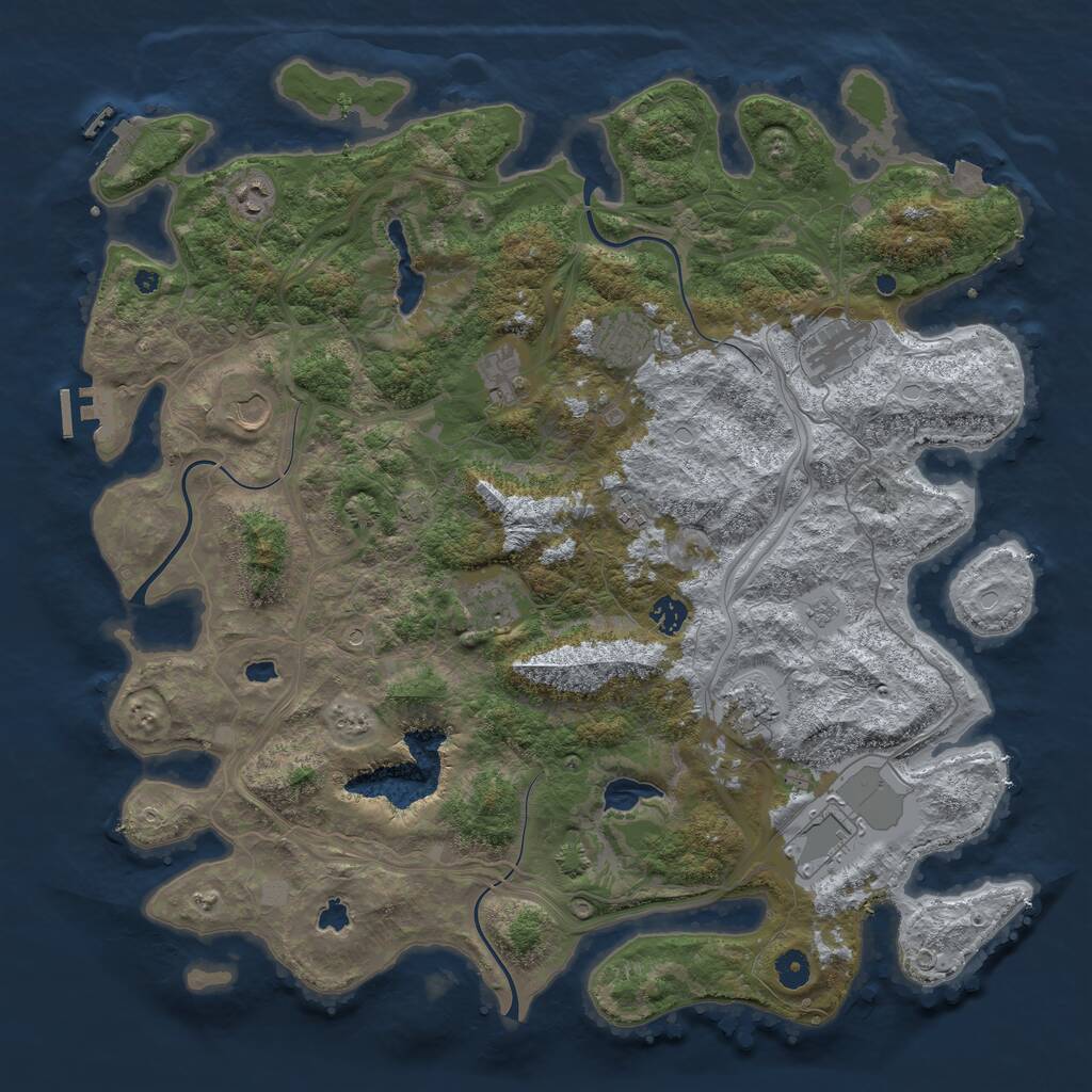 Rust Map: Procedural Map, Size: 4500, Seed: 9166031, 16 Monuments