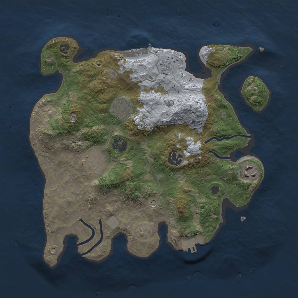 Rust Map: Procedural Map, Size: 3000, Seed: 4355, 11 Monuments