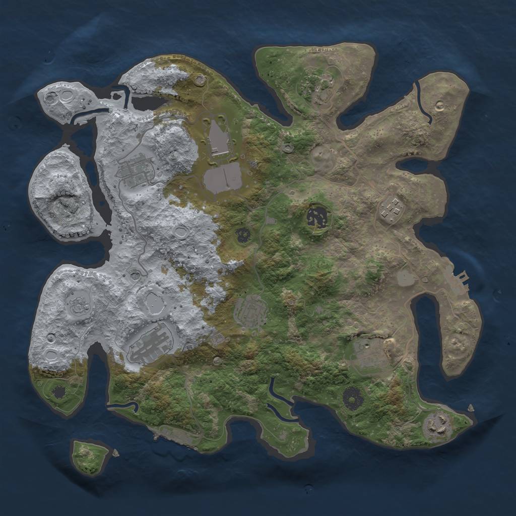 Rust Map: Procedural Map, Size: 3500, Seed: 709817633, 16 Monuments