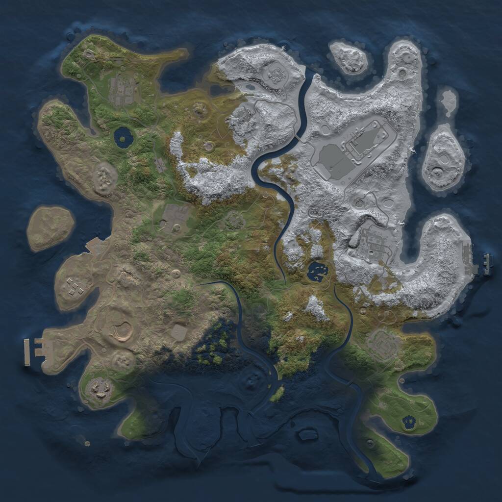 Rust Map: Procedural Map, Size: 3750, Seed: 91212325, 16 Monuments