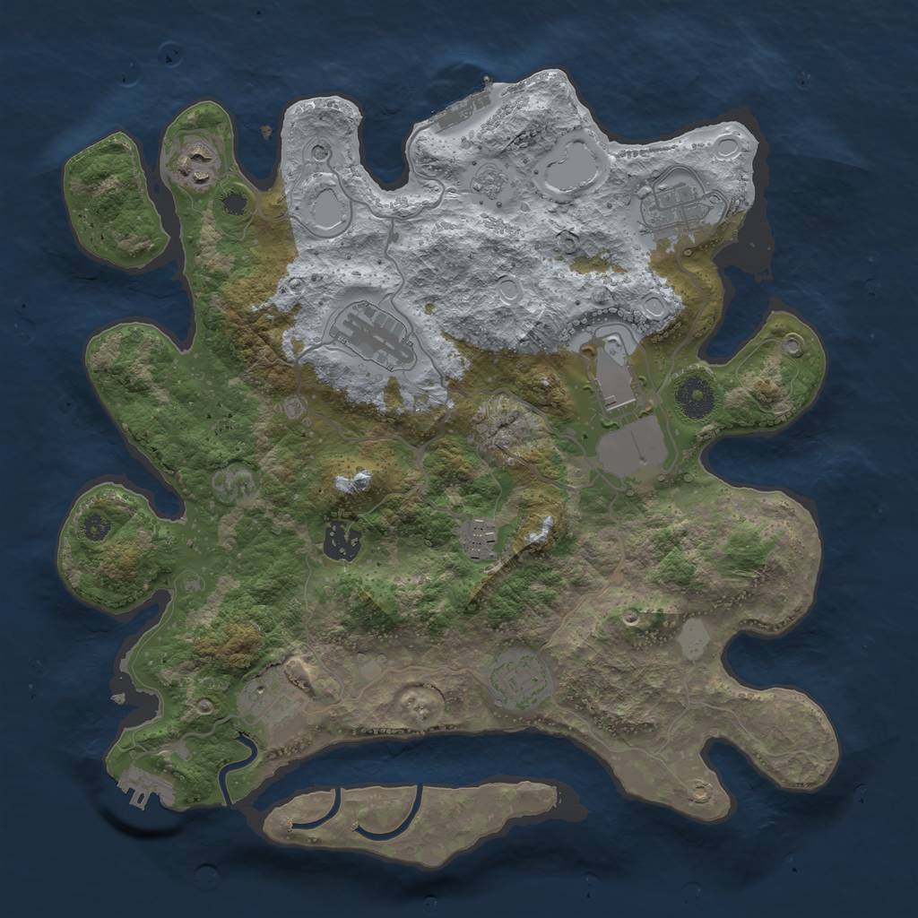 Rust Map: Procedural Map, Size: 3500, Seed: 858307077, 15 Monuments