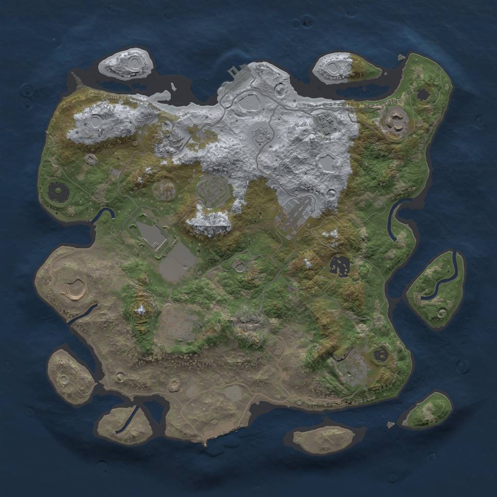 Rust Map: Procedural Map, Size: 3500, Seed: 76078076, 17 Monuments