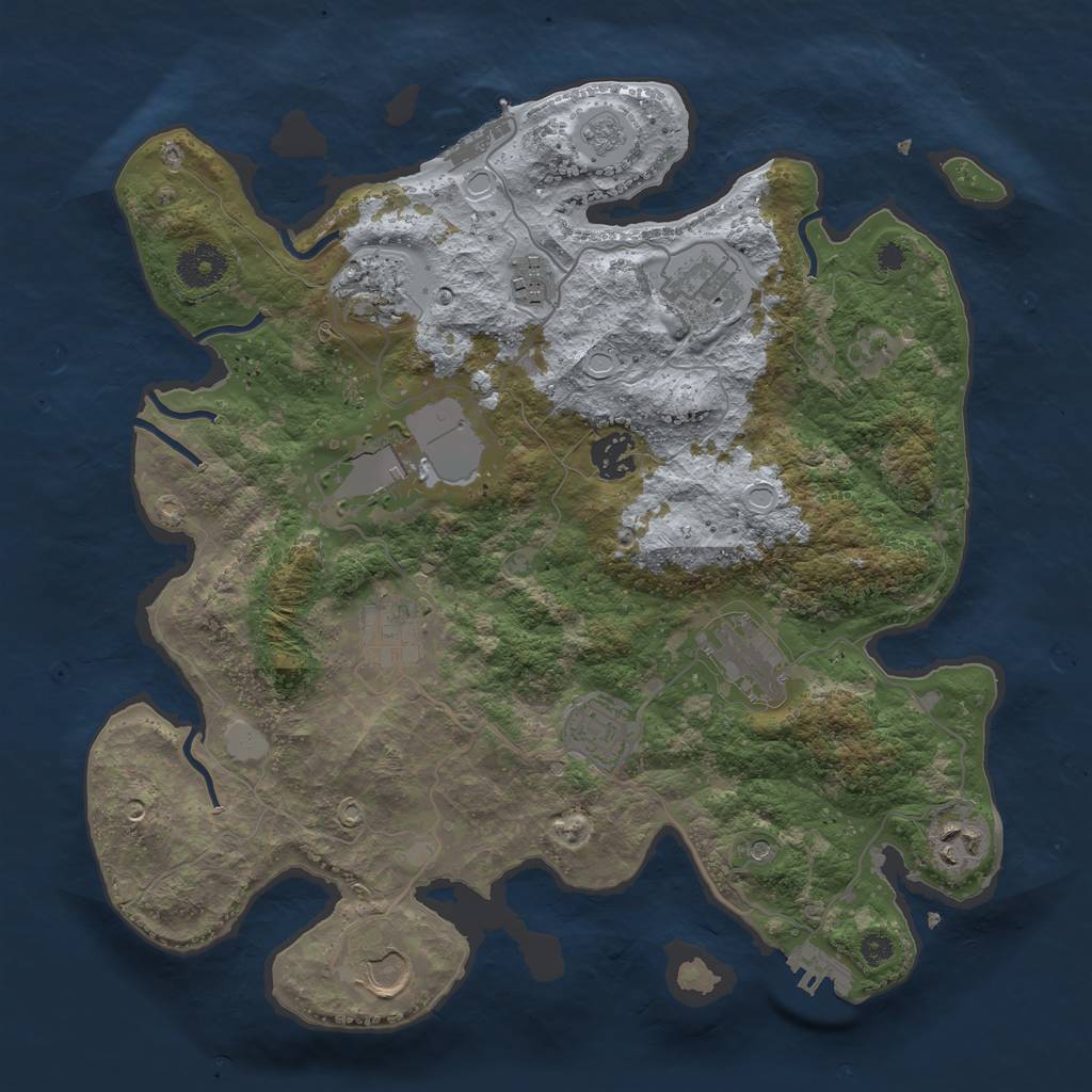 Rust Map: Procedural Map, Size: 3500, Seed: 198068603, 17 Monuments