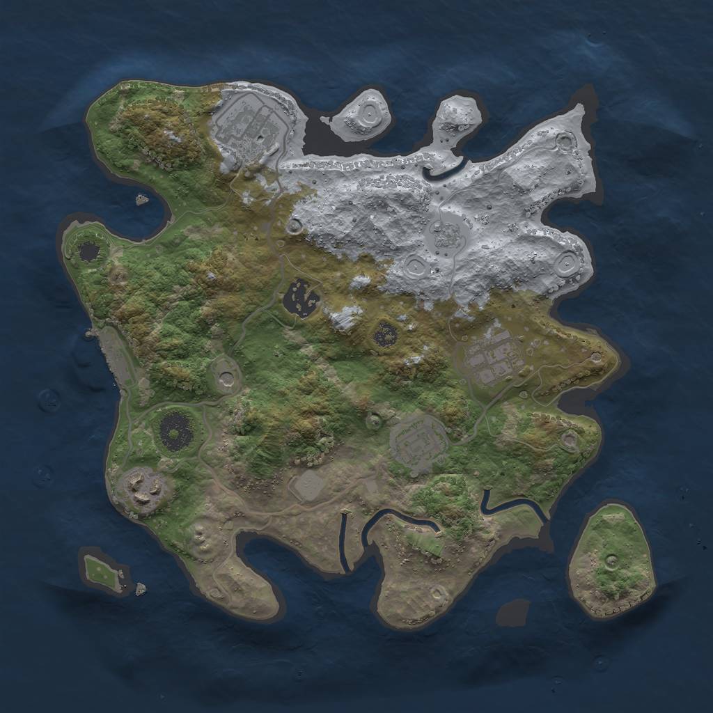 Rust Map: Procedural Map, Size: 3000, Seed: 1722482798, 11 Monuments