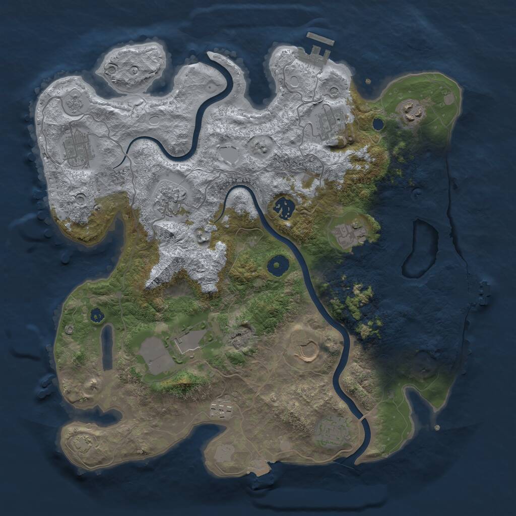 Rust Map: Procedural Map, Size: 3700, Seed: 1874588793, 16 Monuments