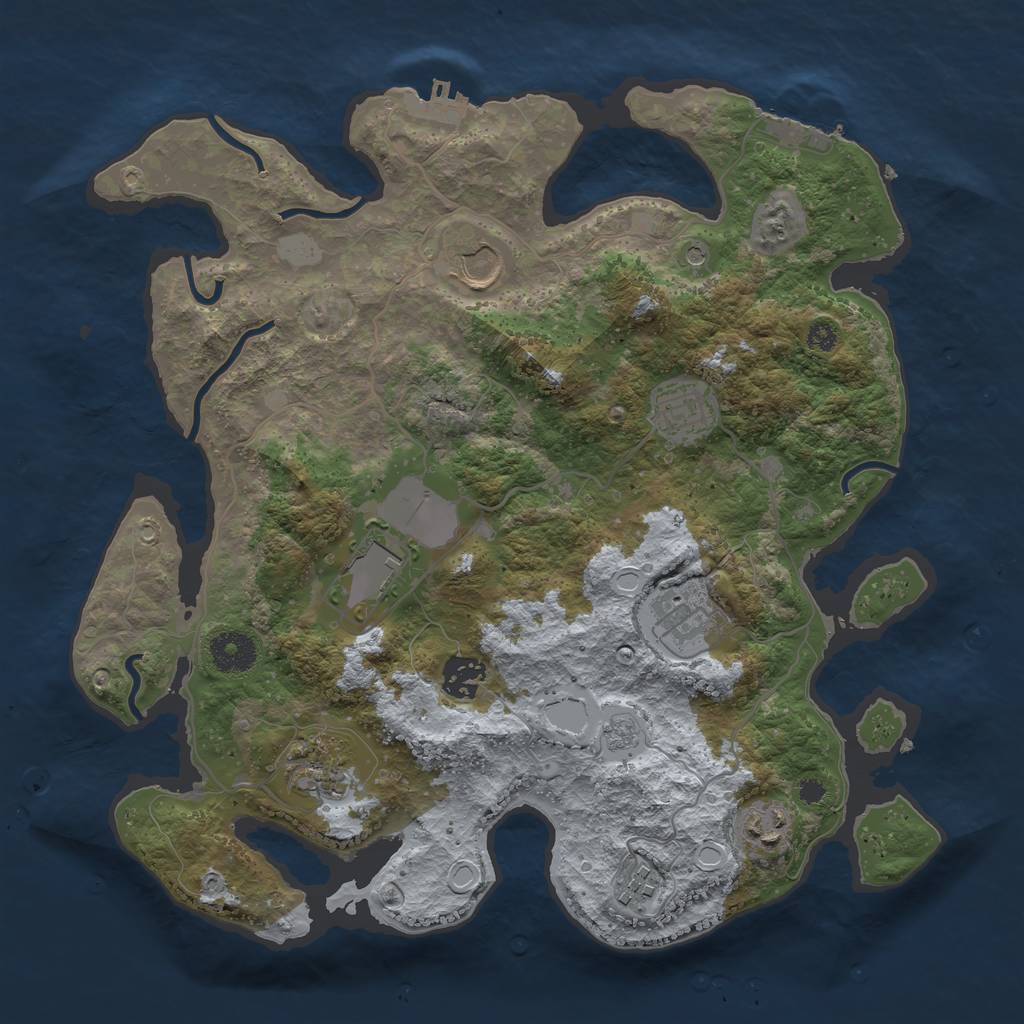 Rust Map: Procedural Map, Size: 3500, Seed: 594319531, 15 Monuments