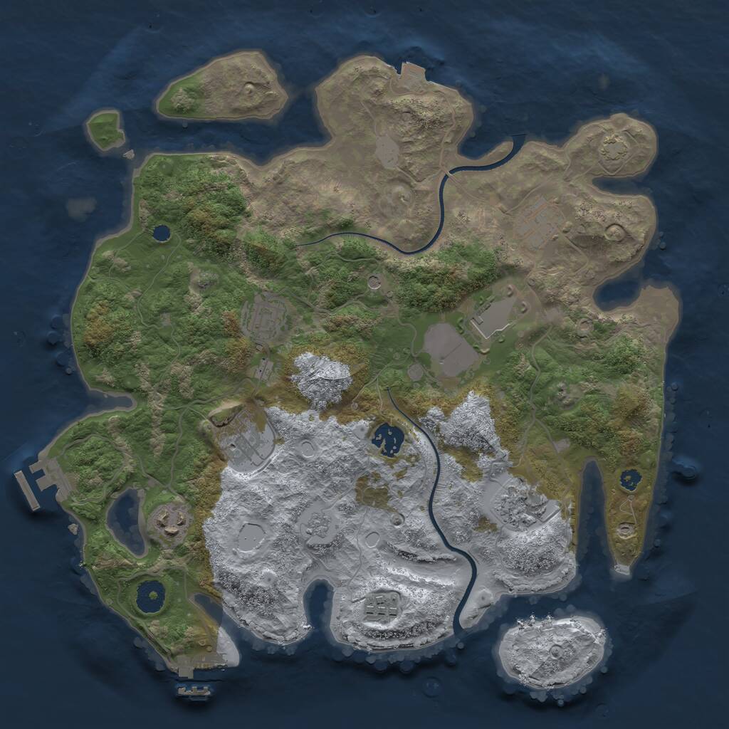 Rust Map: Procedural Map, Size: 3500, Seed: 628919514, 14 Monuments