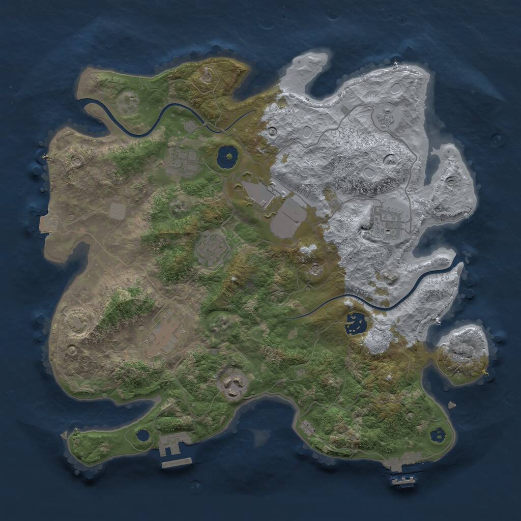 Rust Map: Procedural Map, Size: 3500, Seed: 1006884688, 13 Monuments