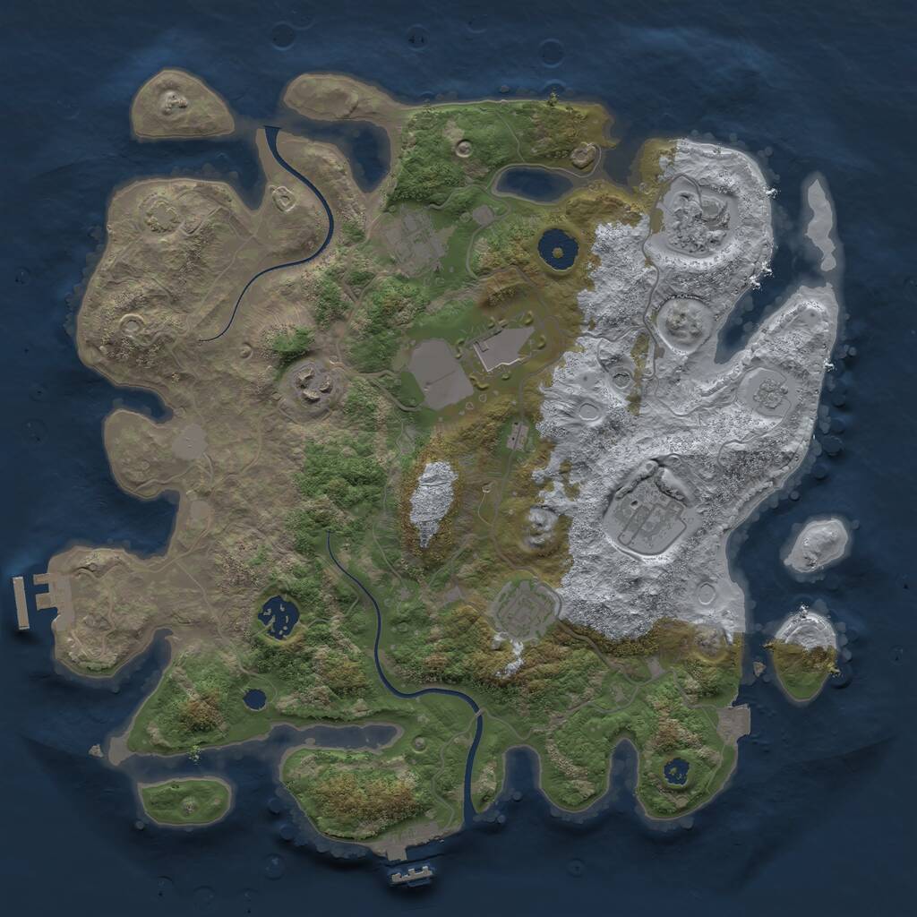 Rust Map: Procedural Map, Size: 3500, Seed: 4355201, 13 Monuments
