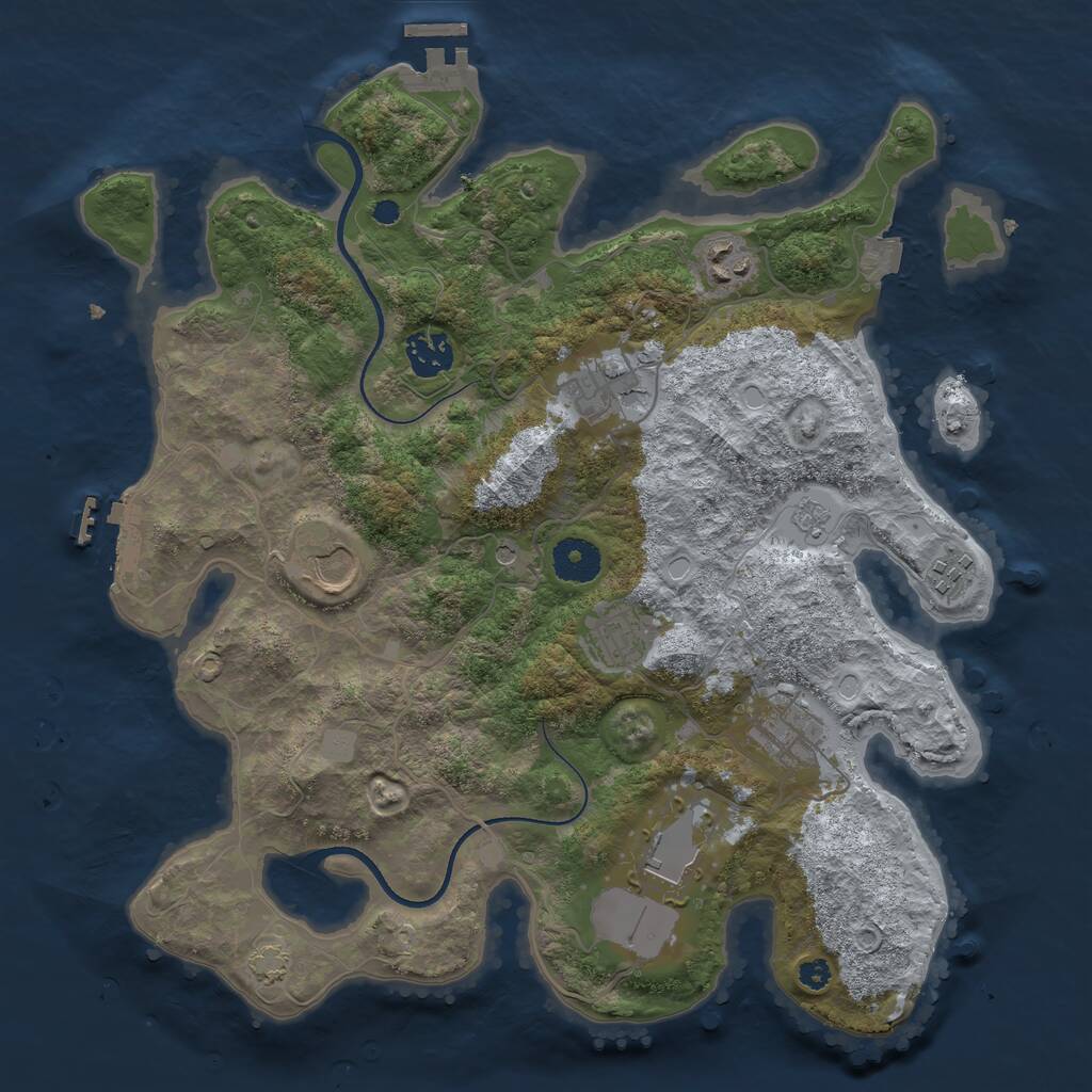 Rust Map: Procedural Map, Size: 3500, Seed: 361219454, 14 Monuments