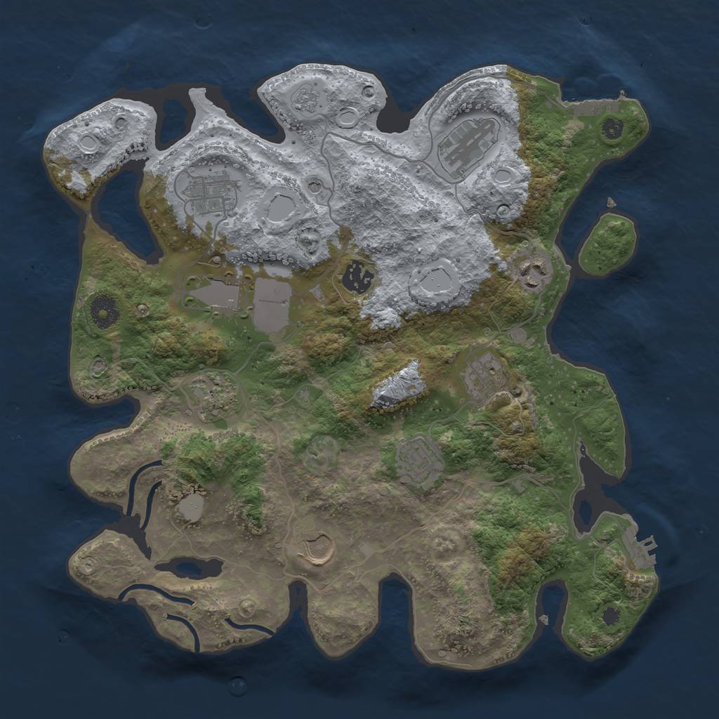 Rust Map: Procedural Map, Size: 3500, Seed: 920479154, 16 Monuments