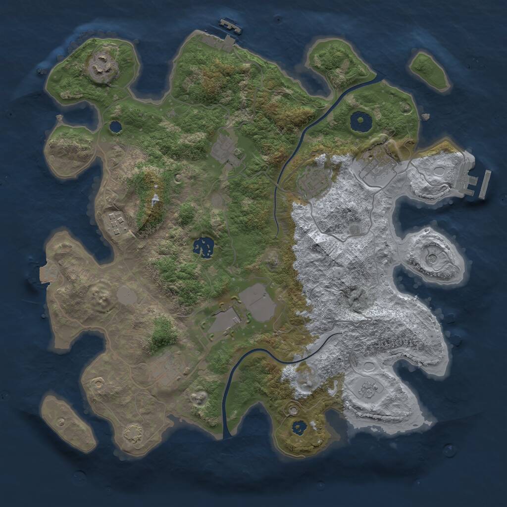 Rust Map: Procedural Map, Size: 3500, Seed: 2072411917, 14 Monuments