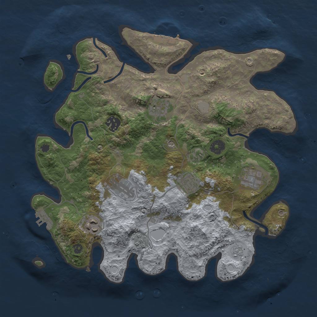 Rust Map: Procedural Map, Size: 3250, Seed: 1287456854, 14 Monuments