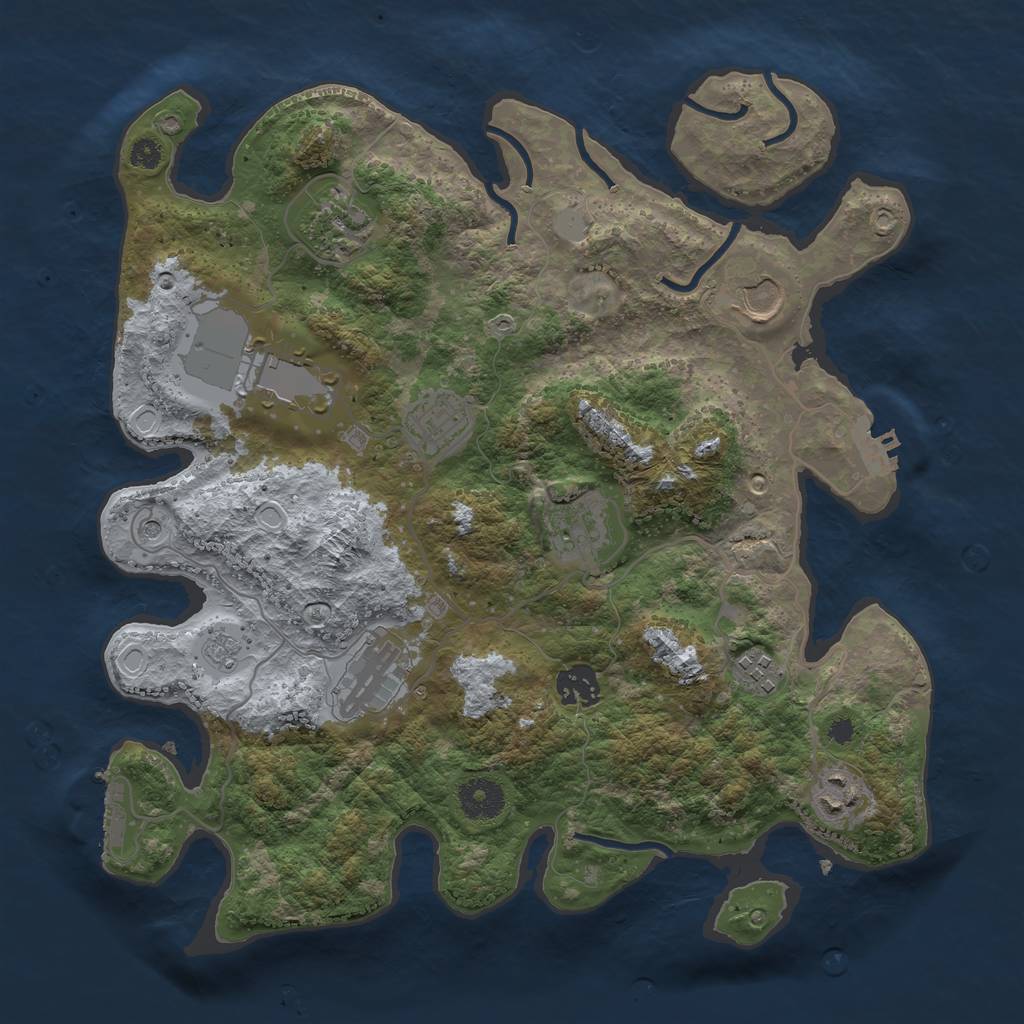 Rust Map: Procedural Map, Size: 3500, Seed: 30947916, 16 Monuments
