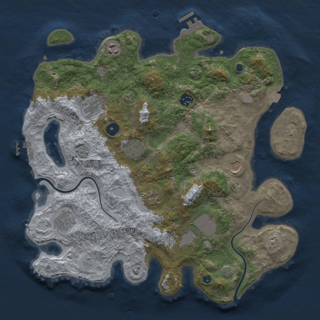 Rust Map: Procedural Map, Size: 3800, Seed: 707626688, 15 Monuments