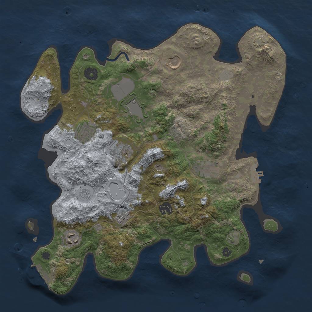 Rust Map: Procedural Map, Size: 3500, Seed: 885254, 16 Monuments