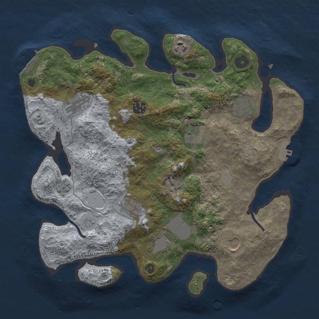 Rust Map: Procedural Map, Size: 3500, Seed: 998473, 16 Monuments