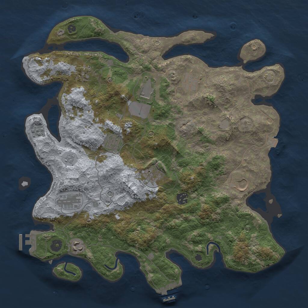 Rust Map: Procedural Map, Size: 3850, Seed: 31246470, 16 Monuments