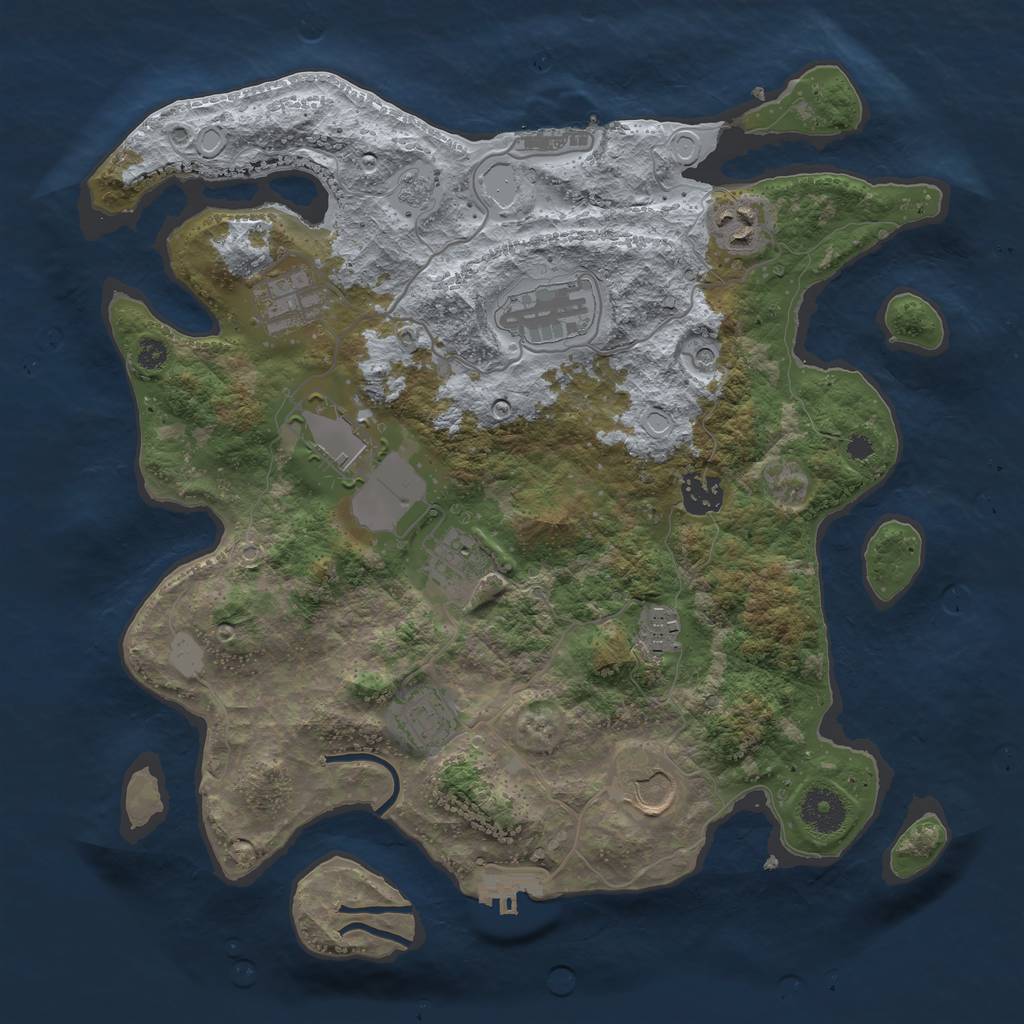 Rust Map: Procedural Map, Size: 3500, Seed: 314151, 16 Monuments
