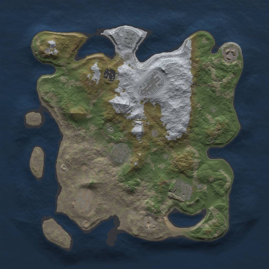 Rust Map: Barren, Size: 3250, Seed: 504495017, 10 Monuments