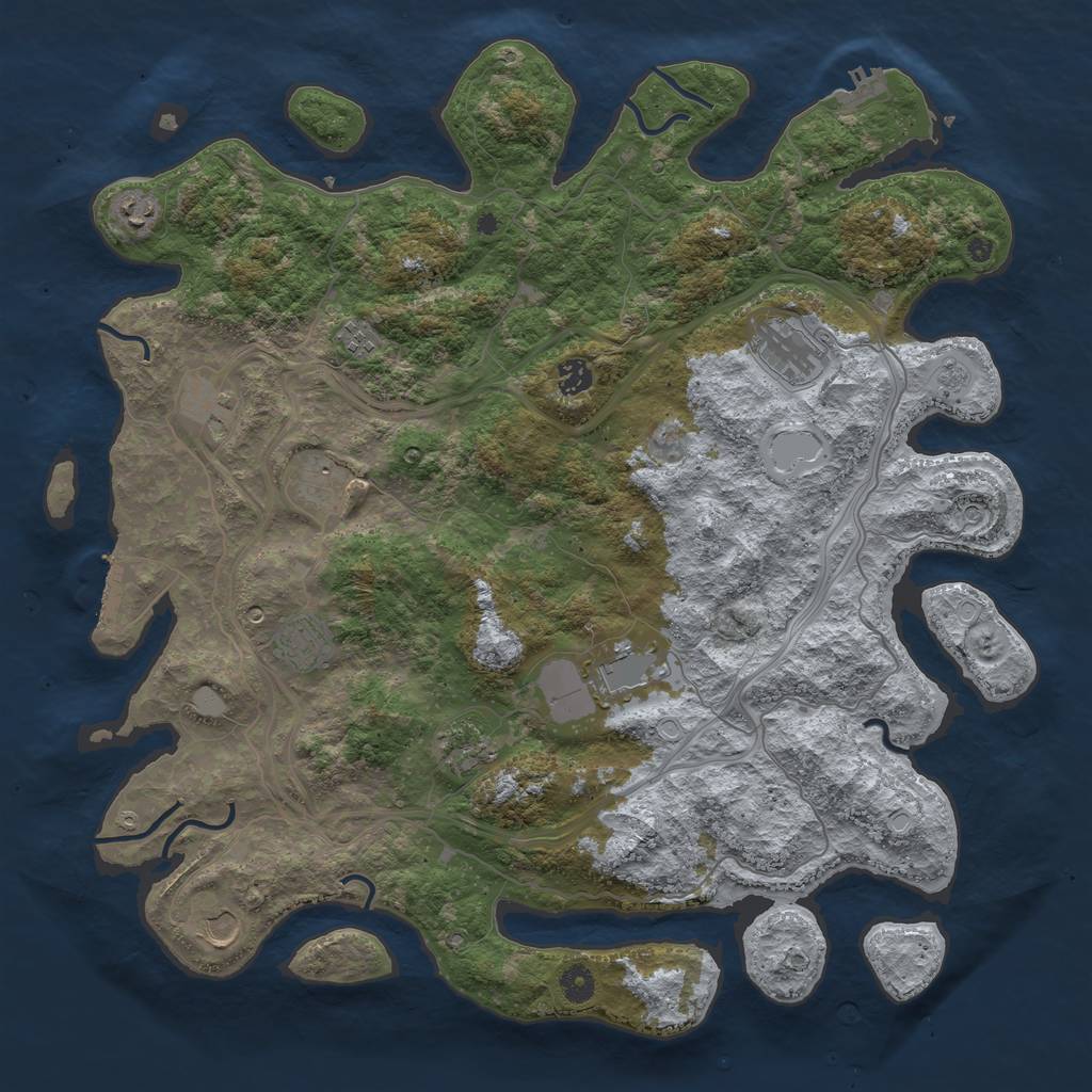 Rust Map: Procedural Map, Size: 4500, Seed: 852681660, 17 Monuments