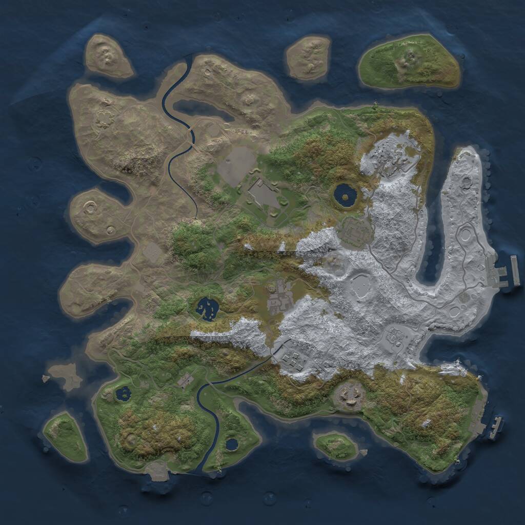 Rust Map: Procedural Map, Size: 3500, Seed: 841802502, 12 Monuments