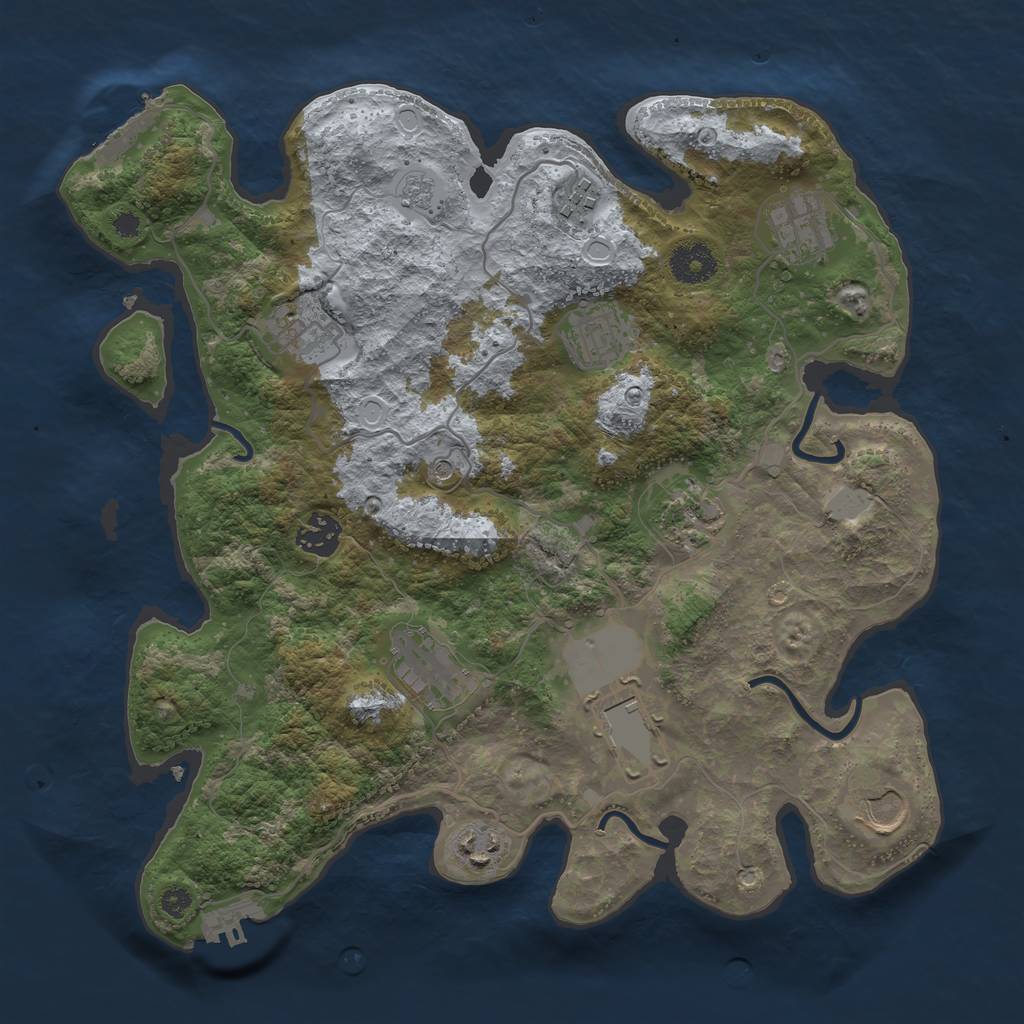 Rust Map: Procedural Map, Size: 3500, Seed: 1681811334, 17 Monuments