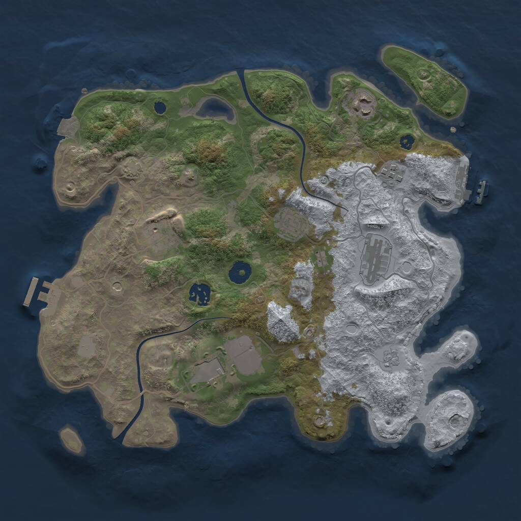 Rust Map: Procedural Map, Size: 3500, Seed: 539541838, 13 Monuments