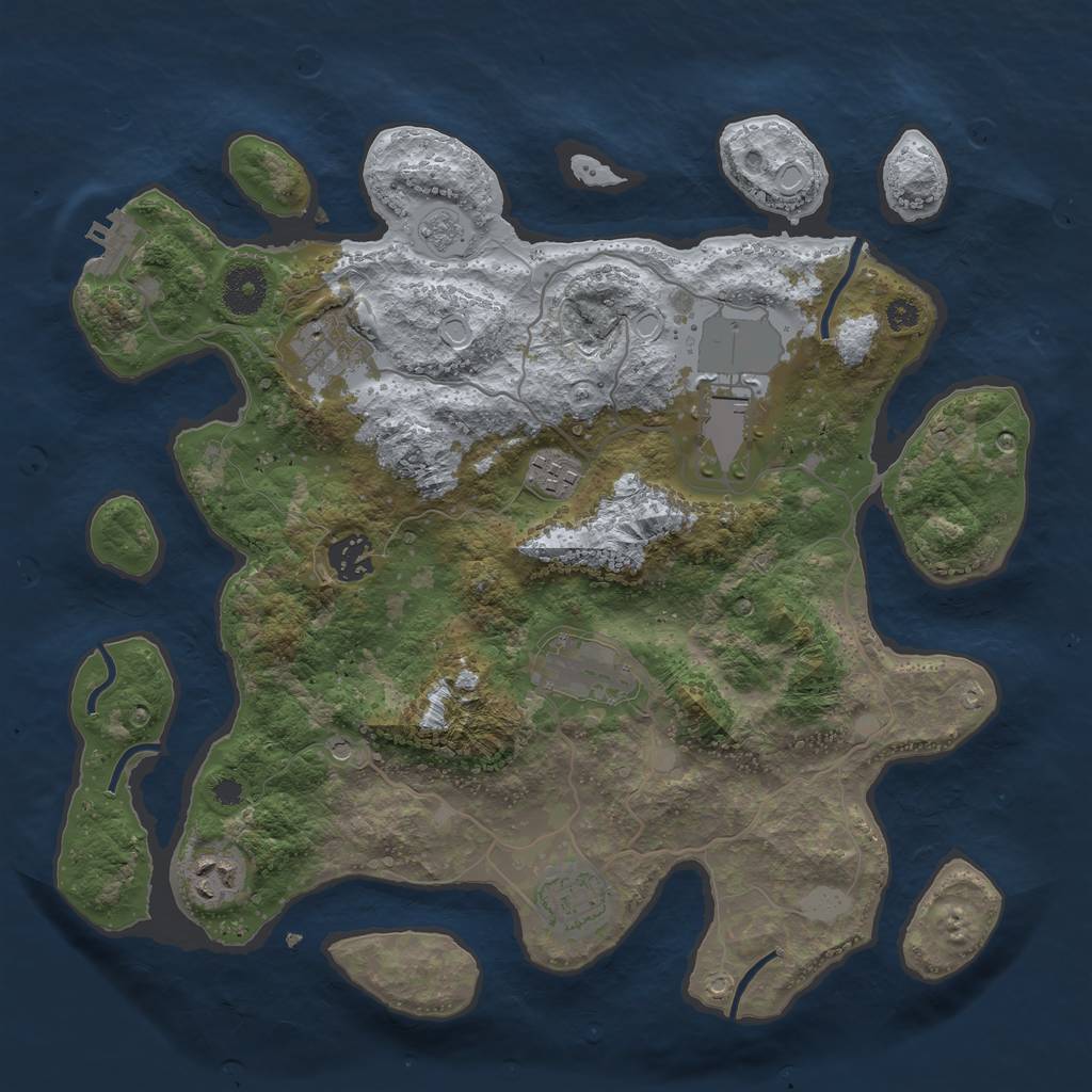 Rust Map: Procedural Map, Size: 3500, Seed: 184324148, 13 Monuments