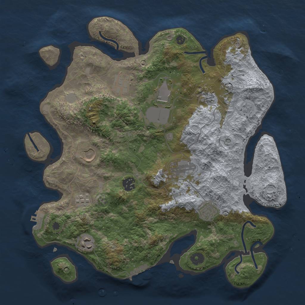 Rust Map: Procedural Map, Size: 3500, Seed: 1161519486, 16 Monuments