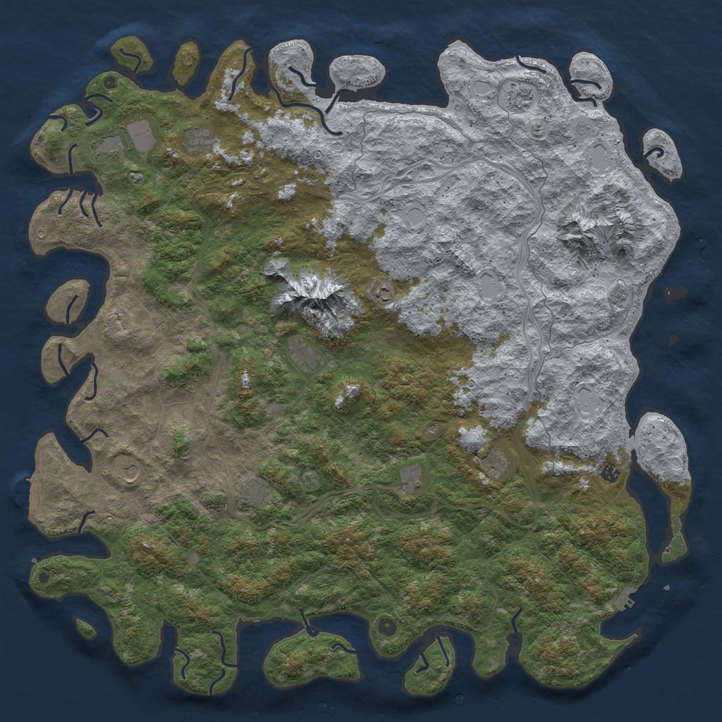 Rust Map: Procedural Map, Size: 6000, Seed: 749381, 18 Monuments