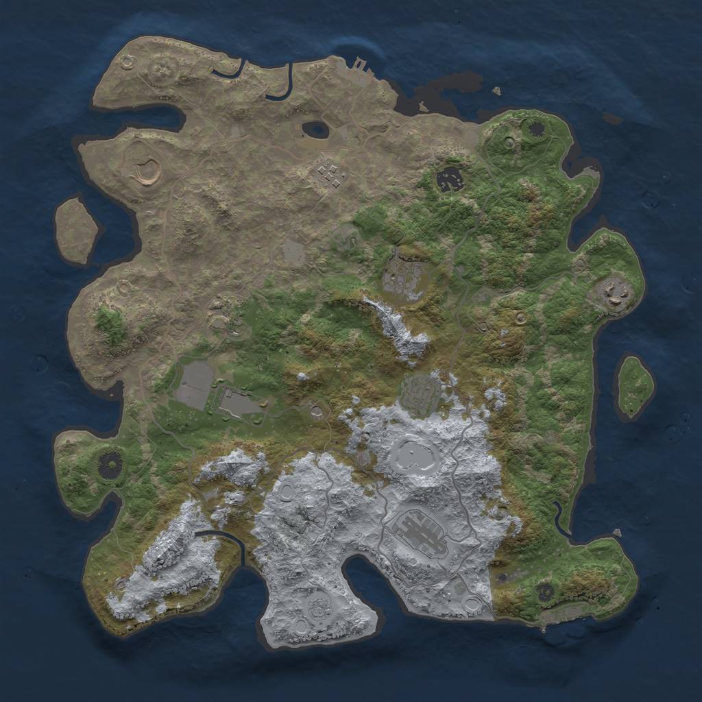 Rust Map: Procedural Map, Size: 4000, Seed: 2007265741, 16 Monuments
