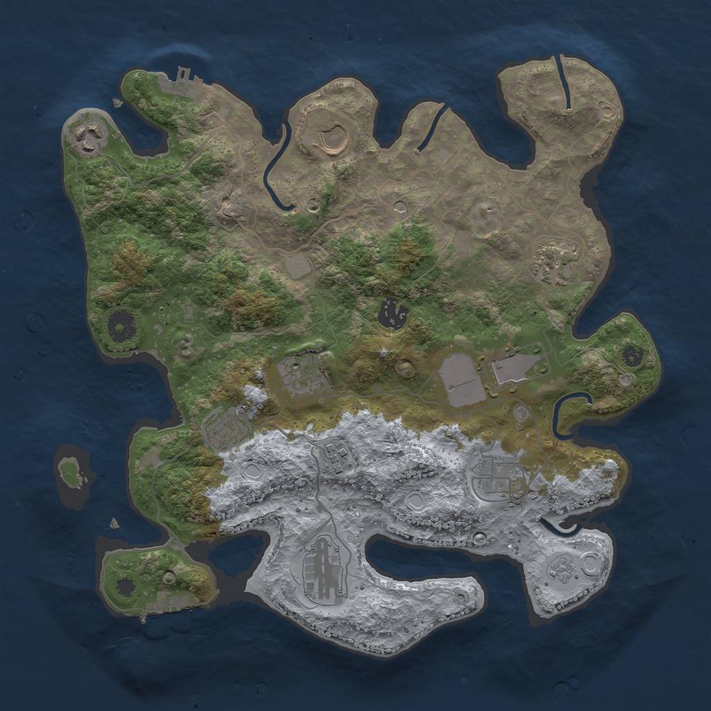 Rust Map: Procedural Map, Size: 3500, Seed: 288023799, 17 Monuments