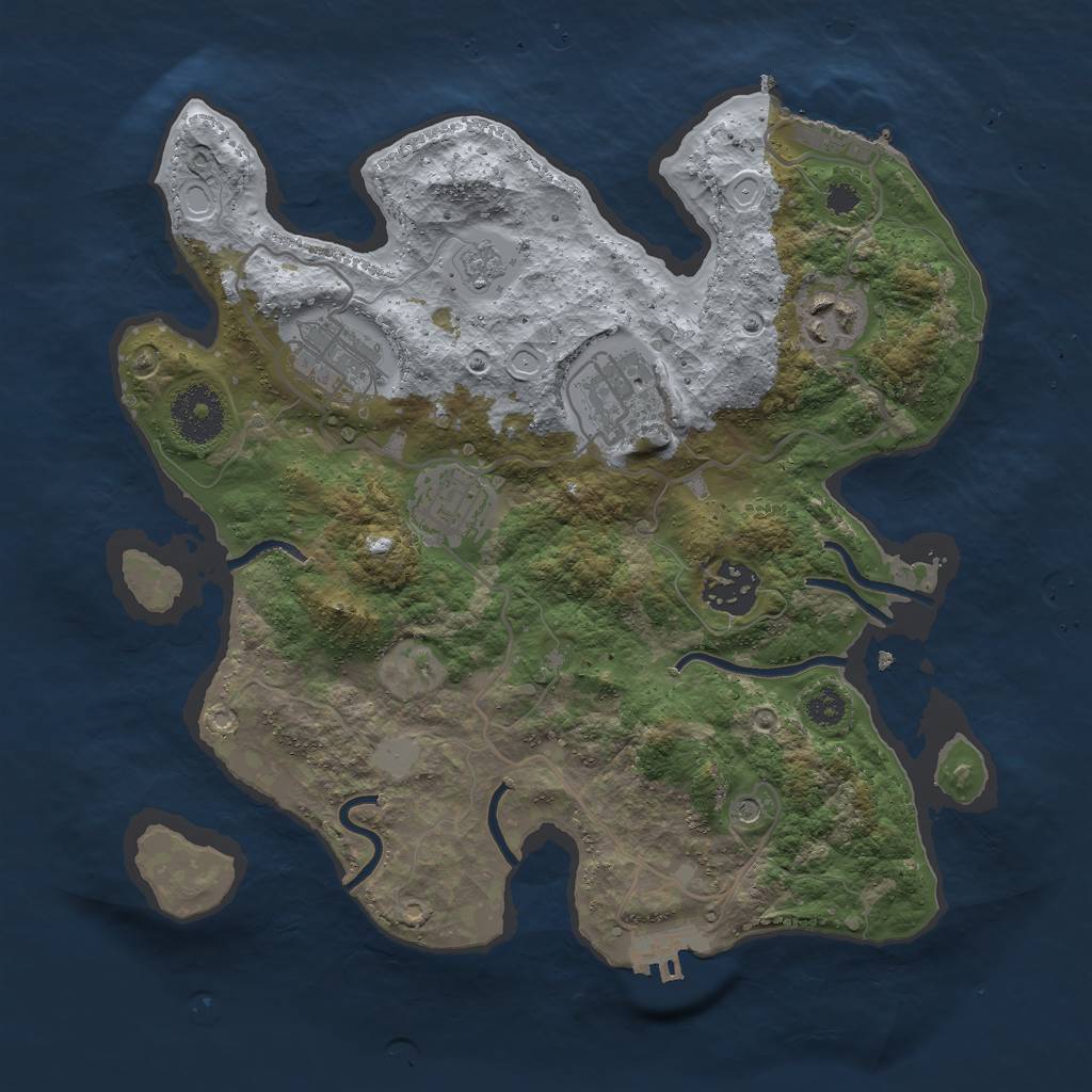 Rust Map: Procedural Map, Size: 3000, Seed: 1623303, 12 Monuments