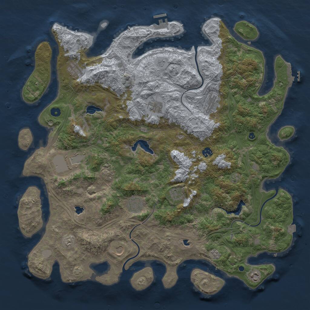 Rust Map: Procedural Map, Size: 4750, Seed: 608459634, 17 Monuments