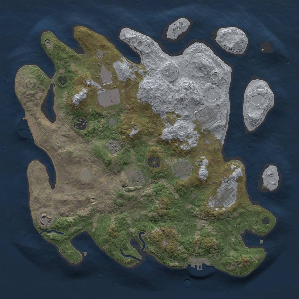 Rust Map: Procedural Map, Size: 3500, Seed: 763, 15 Monuments