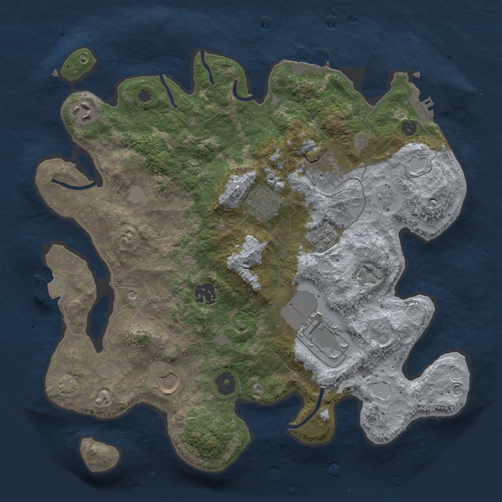 Rust Map: Procedural Map, Size: 3500, Seed: 55164153, 15 Monuments