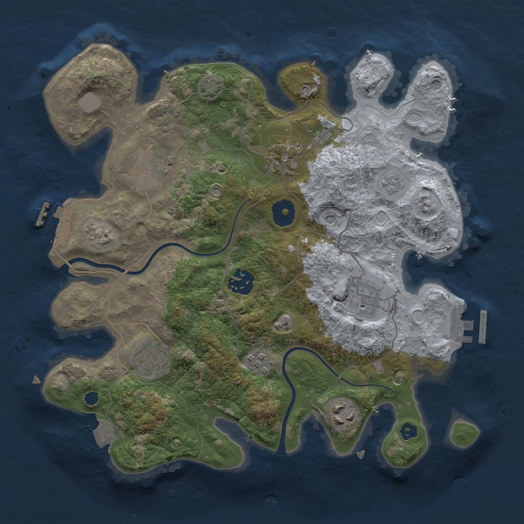 Rust Map: Procedural Map, Size: 3130, Seed: 2129, 13 Monuments