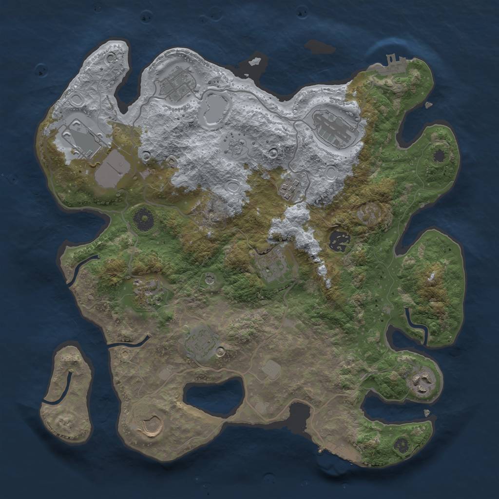 Rust Map: Procedural Map, Size: 3500, Seed: 14530987, 17 Monuments