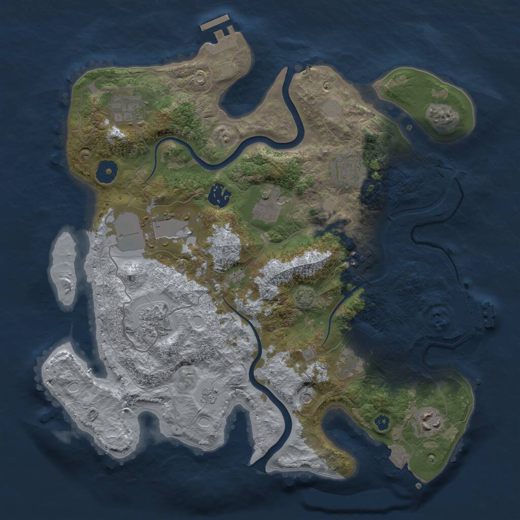 Rust Map: Procedural Map, Size: 3500, Seed: 1445508517, 15 Monuments