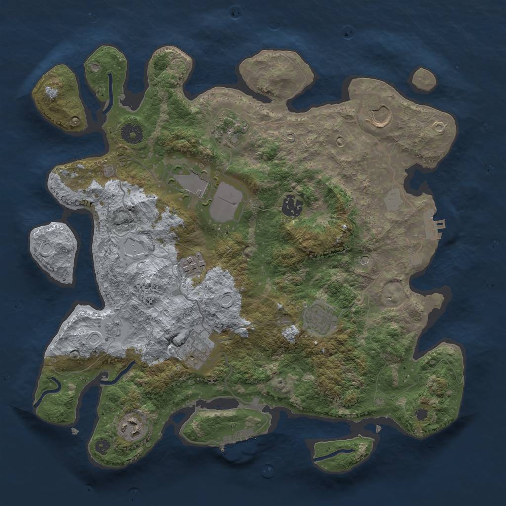 Rust Map: Procedural Map, Size: 3500, Seed: 53162445, 15 Monuments