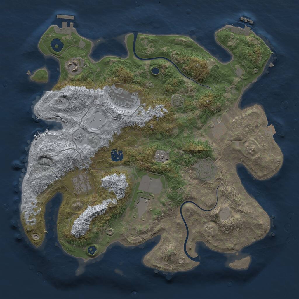 Rust Map: Procedural Map, Size: 3500, Seed: 447272258, 14 Monuments