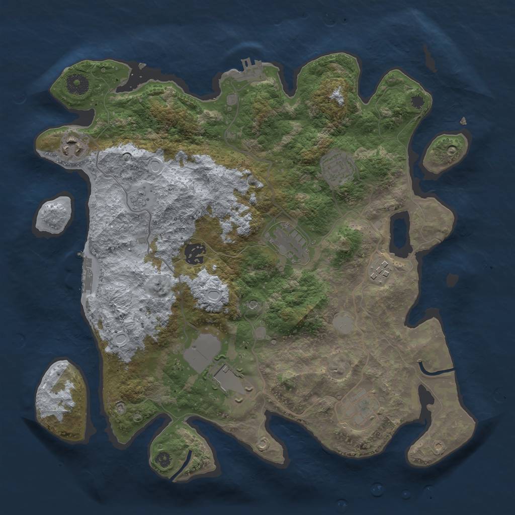 Rust Map: Procedural Map, Size: 3500, Seed: 27475087, 14 Monuments