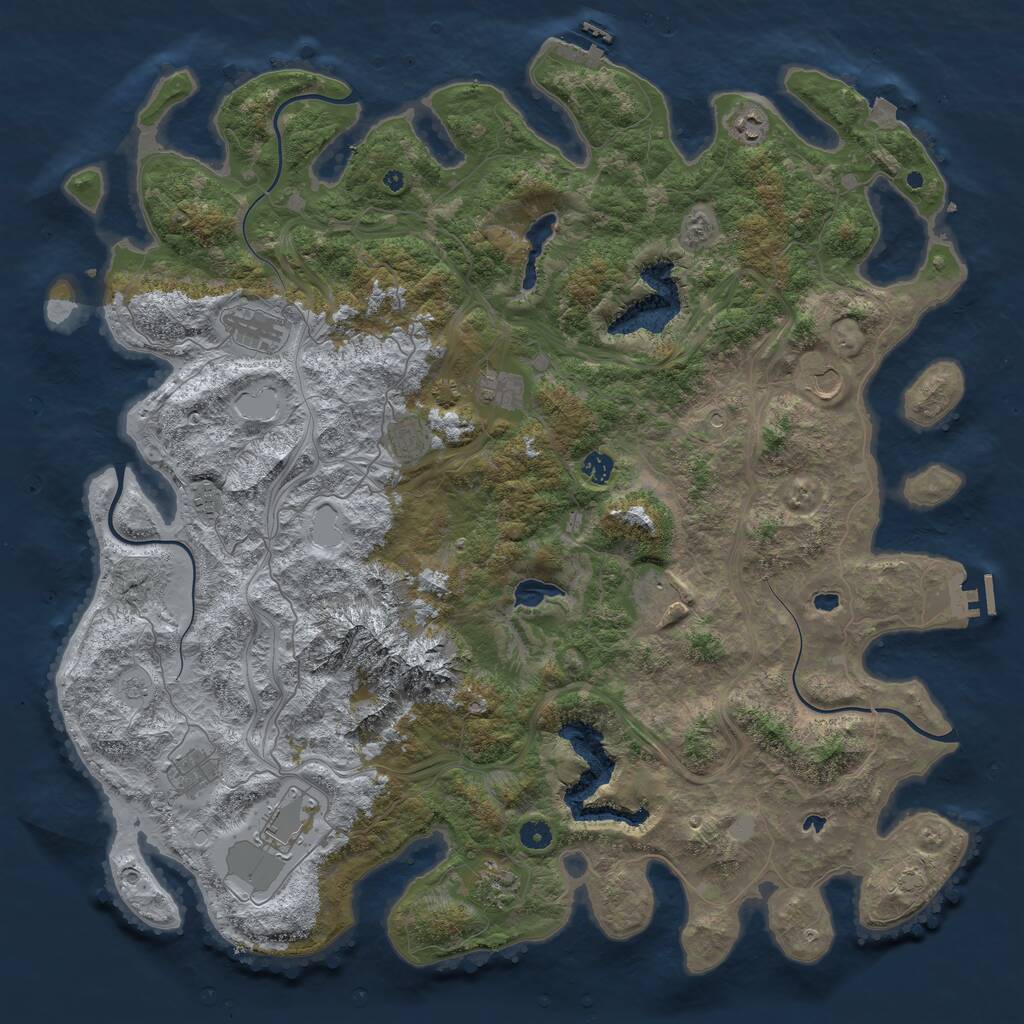 Rust Map: Procedural Map, Size: 5000, Seed: 427918257, 17 Monuments